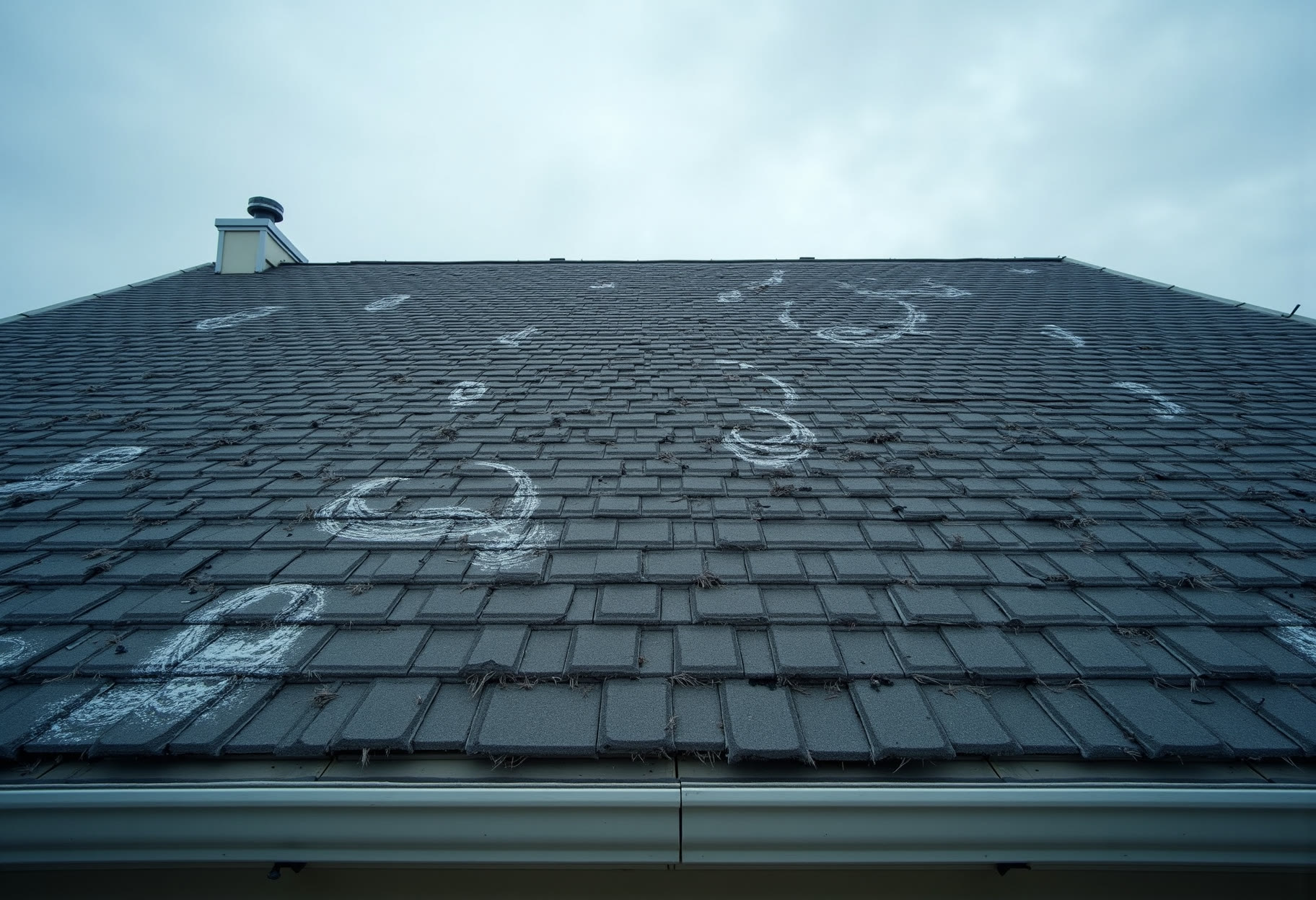 Hail bruising, chalked test square